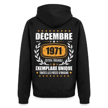 Décembre 1971 Anniversaire - Nées En Décembre 1971 - Veste à capuche bio Premium Unisexe - noir - Dos - Nico (187cm)