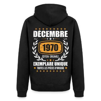 Décembre 1970 Anniversaire - Nées En Décembre 1970 - Veste à capuche bio Premium Unisexe - noir - Dos - Nico (187cm)