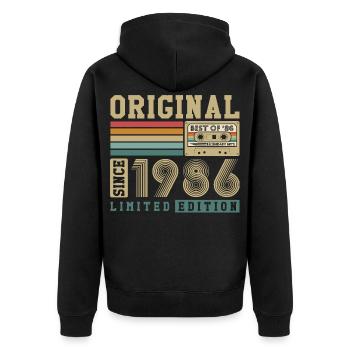 Original 1986 Vintage Vintage Anniversaire Rétro - Veste à capuche bio Premium Unisexe - noir - Dos - Nico (187cm)
