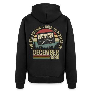 Décembre 1999 - Anniversaire Décembre 1999 - Veste à capuche bio Premium Unisexe - noir - Dos - Nico (187cm)