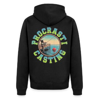 Prokrastinierender Angler Fauler Angeltag Humor - Unisex Premium Bio Zip Hoodie - Schwarz - Hinten - Nico (187cm)