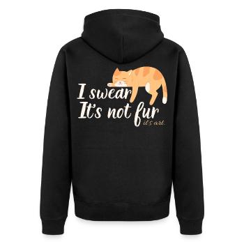 Es ist kein Pelz, es ist Kunst – eine lustige rote Katze - Unisex Premium Bio Zip Hoodie - Schwarz - Hinten - Nico (187cm)