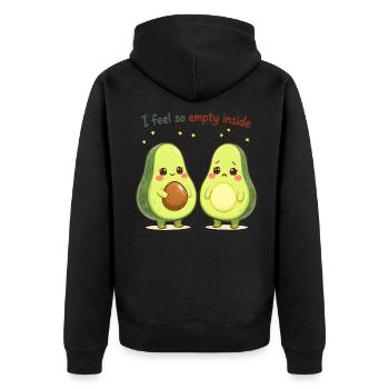 Süßes Avocado Design “I Feel So Empty Inside” - Unisex Premium Bio Zip Hoodie - Schwarz - Hinten - Nico (187cm)