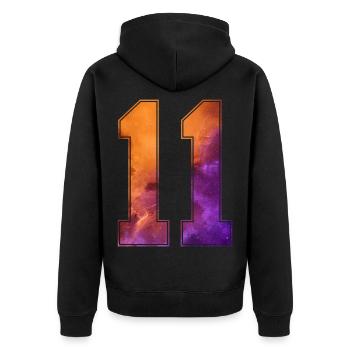 NON. 11 NUMÉRO 11 COLLÈGE 11E ANNIVERSAIRE - Veste à capuche bio Premium Unisexe - noir - Dos - Nico (187cm)