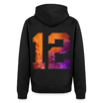NON. 12 NUMÉRO 12 COLLÈGE 12E ANNIVERSAIRE - Veste à capuche bio Premium Unisexe - noir - Dos - Nico (187cm)