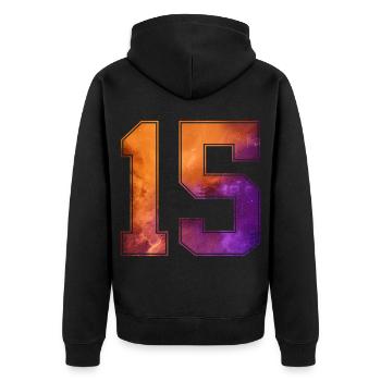 NON. 15 NUMÉRO 15 COLLÈGE 15E ANNIVERSAIRE - Veste à capuche bio Premium Unisexe - noir - Dos - Nico (187cm)