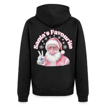 Pink Santa Friedenzeichen - Unisex Premium Bio Zip Hoodie - Schwarz - Hinten - Nico (187cm)