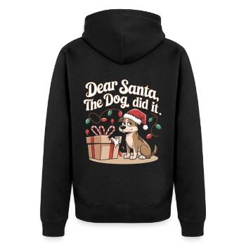 Chien de Noël Humour - Veste à capuche bio Premium Unisexe - noir - Dos - Nico (187cm)
