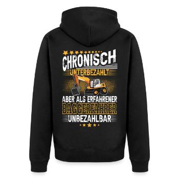 Baggerfahrer - Unisex Premium Bio Zip Hoodie - Schwarz - Hinten - Nico (187cm)