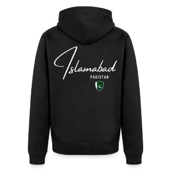 Islamabad Pakistan, Pakistani pride - Unisex Premium Organic Zip Hoodie - black - Back - Nico (187cm)