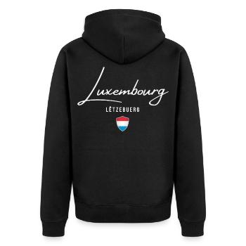 Made in Luxembourg, Luxembourg pride - Unisex Premium Organic Zip Hoodie - black - Back - Nico (187cm)