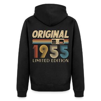 Gamer 70th Birthday 70th Anniversary Original 1955 - Unisex Premium Organic Zip Hoodie - black - Back - Nico (187cm)