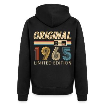 Gamer 60th Birthday 60th Anniversary Original 1965 - Unisex Premium Organic Zip Hoodie - black - Back - Nico (187cm)