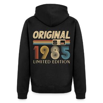 Gamer 40th Birthday 40th Anniversary Original 1985 - Unisex Premium Organic Zip Hoodie - black - Back - Nico (187cm)