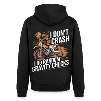 Random Gravity Checks Motocross - Unisex Premium Organic Zip Hoodie - black - Back - Nico (187cm)