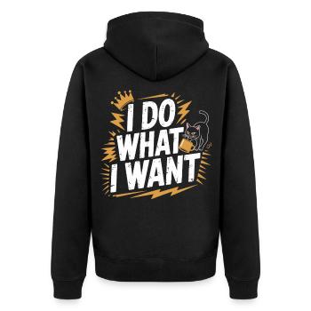 Ich tu, was ich will - Unisex Premium Bio Zip Hoodie - Schwarz - Hinten - Nico (187cm)