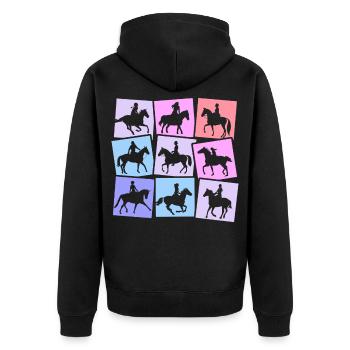 Pferd reiten Reiterin Pferde Frauen Kinder Mädchen - Unisex Premium Bio Zip Hoodie - Schwarz - Hinten - Nico (187cm)