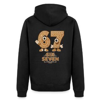 Funny 6 7 Christmas Meme Santa Saying Shirt - Unisex Premium Organic Zip Hoodie - black - Back - Nico (187cm)