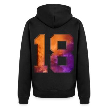 NON. 18 NUMÉRO 18 COLLÈGE 18E ANNIVERSAIRE - Veste à capuche bio Premium Unisexe - noir - Dos - Nico (187cm)