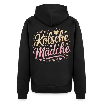 Kölsche Mädche Karneval Köln Kölle Kölsch Mädchen - Unisex Premium Bio Zip Hoodie - Schwarz - Hinten - Nico (187cm)
