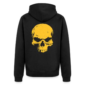 Contraste crâne jaune - Veste à capuche bio Premium Unisexe - noir - Dos - Nico (187cm)