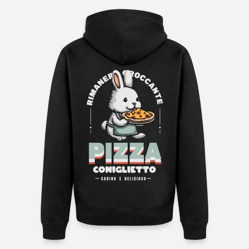 Häschen Pizza - Unisex Premium Bio Zip Hoodie - Schwarz