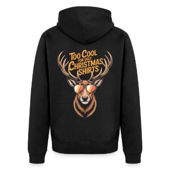 Hirsch mit Geweih Ugly christmas - Unisex Premium Bio Zip Hoodie - Schwarz - Hinten - Nico (187cm)