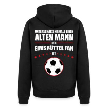Alter Mann - Eimsbüttel Fußball Fan | Retro - Unisex Premium Bio Zip Hoodie - Schwarz - Hinten - Nico (187cm)
