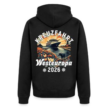 Cruise Western Europe 2026 - Unisex Premium Organic Zip Hoodie - black - Back - Nico (187cm)