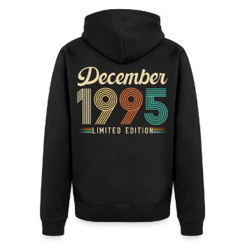 30 Ans Anniversaire Cadeau Né en Décembre 1995 - Veste à capuche bio Premium Unisexe - noir - Dos - Nico (187cm)