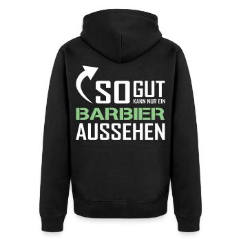 Seul un barbier peut être aussi beau - Veste à capuche bio Premium Unisexe - noir - Dos - Nico (187cm)