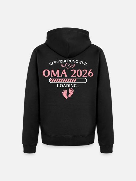 Oma 2026 Schwangerschaftsankündigung Großmutter - Unisex Premium Bio Zip Hoodie - Schwarz