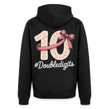 10th Birthday Girl | Double digits fun - Unisex Premium Organic Zip Hoodie - black - Back - Nico (187cm)