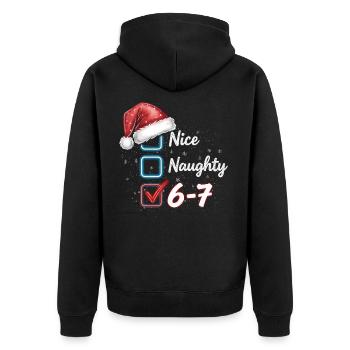 Nice Naughty 6-7  - Unisex Premium Bio Zip Hoodie - Schwarz - Hinten - Nico (187cm)