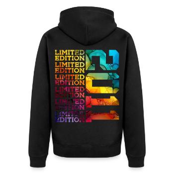 LIMITED EDITION 2011 15 JAHRE 15. GEBURTSTAG - Unisex Premium Bio Zip Hoodie - Schwarz - Hinten - Nico (187cm)