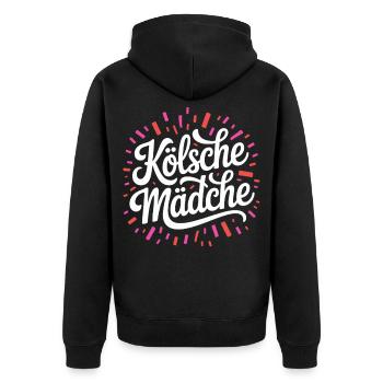Kölsche Mädche Karneval Köln Kölle Kölsch Mädchen - Unisex Premium Bio Zip Hoodie - Schwarz - Hinten - Nico (187cm)