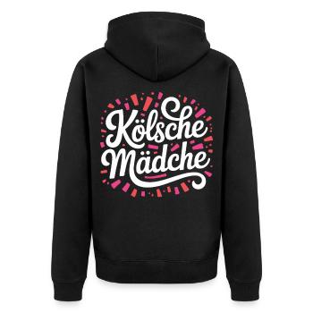 Kölsche Mädche Karneval Köln Kölle Kölsch Mädchen - Unisex Premium Bio Zip Hoodie - Schwarz - Hinten - Nico (187cm)