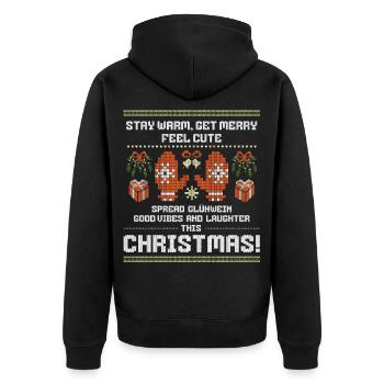 Mulled wine vibes and laughter at Christmas - Unisex Premium Organic Zip Hoodie - black - Back - Nico (187cm)