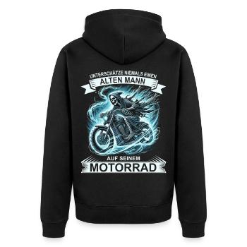 Bikers Never underestimate an old man - Unisex Premium Organic Zip Hoodie - black - Back - Nico (187cm)