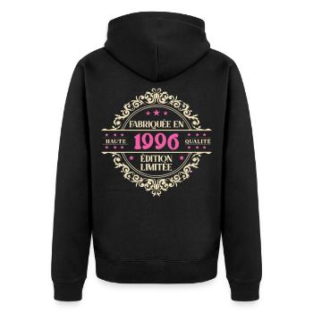 Fabriquée en 1996 Anniversaire Fille Femme Cadeau - Veste à capuche bio Premium Unisexe - noir - Dos - Nico (187cm)