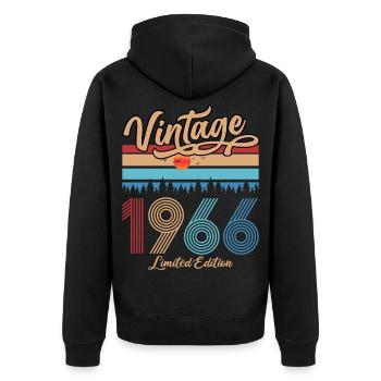 1966 Anniversaire Vintage Limited Edition Cadeau  - Veste à capuche bio Premium Unisexe - noir - Dos - Nico (187cm)