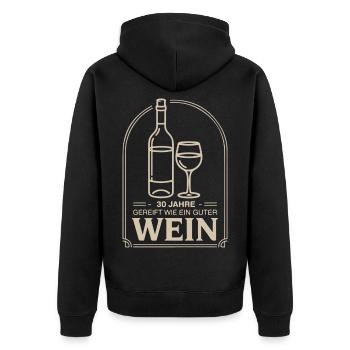 30 Jahre gereift wie ein guter Wein - Unisex Premium Bio Zip Hoodie - Schwarz - Hinten - Nico (187cm)