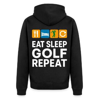 Eat Sleep Golf Repeat Funny Golfer - Unisex Premium Organic Zip Hoodie - black - Back - Nico (187cm)