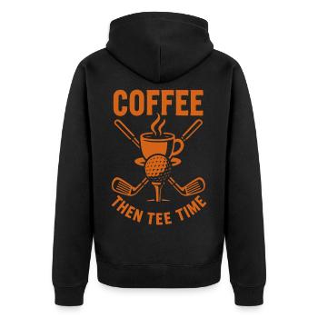 Café puis Tee Time Golf Humour Design - Veste à capuche bio Premium Unisexe - noir - Dos - Nico (187cm)