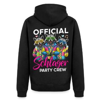 Official Schlager Party Crew - Unisex Premium Bio Zip Hoodie - Schwarz - Hinten - Nico (187cm)