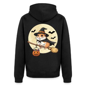 Mignon hamster sorcière Halloween citrouille pleine lune - Veste à capuche bio Premium Unisexe - noir - Dos - Nico (187cm)