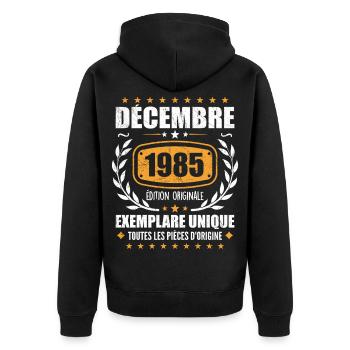 Décembre 1985 Anniversaire - Nées En Décembre 1985 - Veste à capuche bio Premium Unisexe - noir - Dos - Nico (187cm)