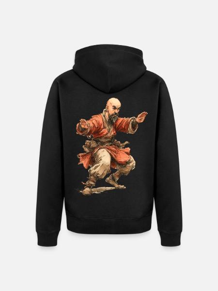 Kungfu Monk - Unisex Premium Organic Zip Hoodie - black