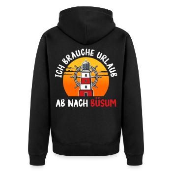 Mer du Nord BESOIN DE VACANCES À BÜSUM Drôle - Veste à capuche bio Premium Unisexe - noir - Dos - Nico (187cm)