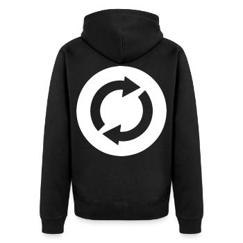 Wiederholungs Silhouetten Piktogramm Design - Unisex Premium Bio Zip Hoodie - Schwarz - Hinten - Nico (187cm)